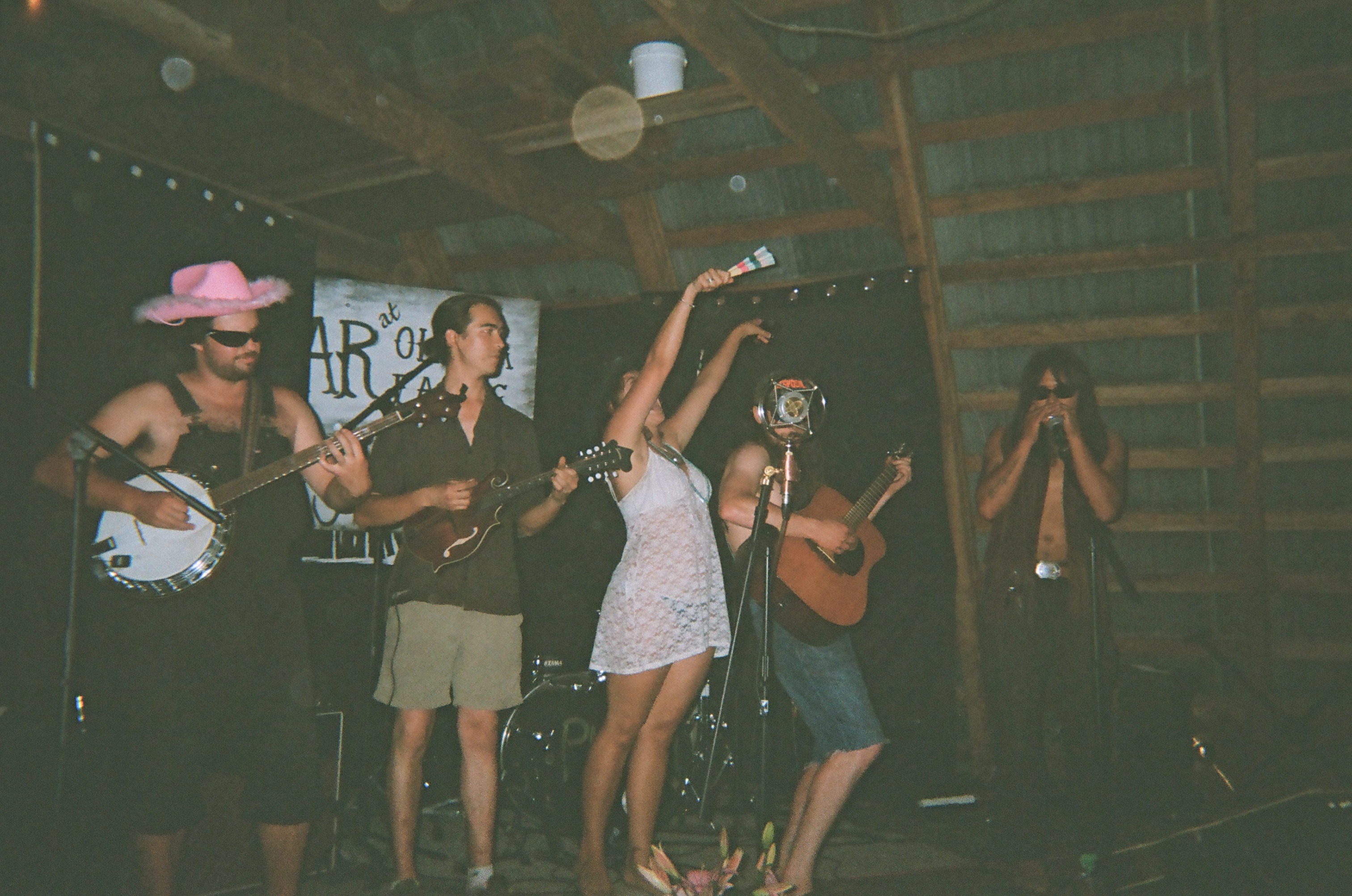 A band performing on stage.