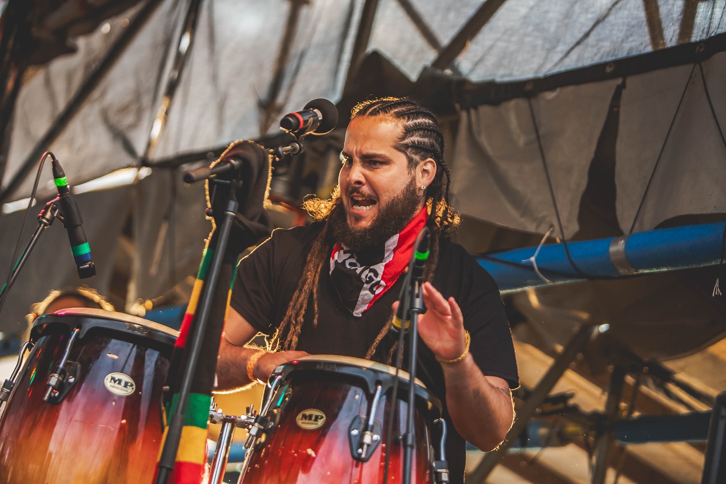 Caleb playing drums at the Victoria Ska and Reggae Festival