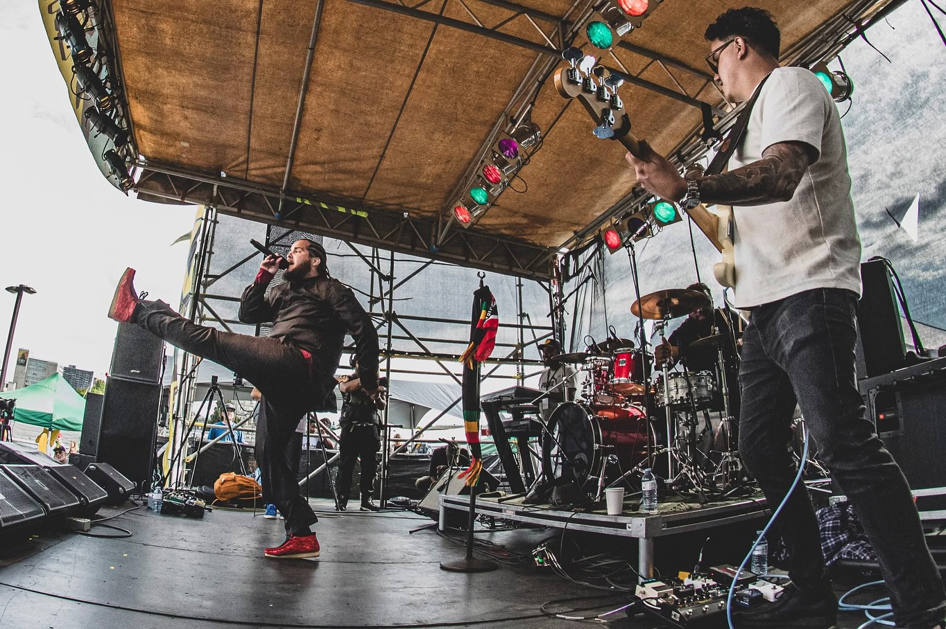 Caleb playing drums at the Victoria Ska and Reggae Festival